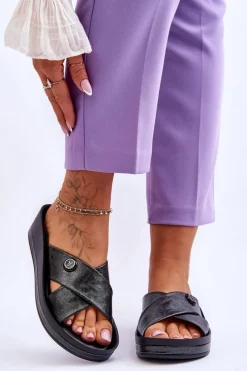 Klapki Na Platformie|Klapki Damskie Klasyczne>Buty damskie Vinceza Damskie Klapki Na Platformie Z Ozdobą Czarne Brooklyn