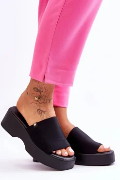 Klapki Na Platformie|Klapki Damskie Klasyczne>Evento Damskie Klapki Na Platformie Czarne Carmela