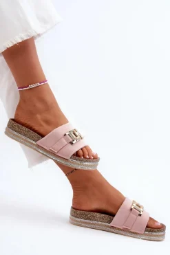 Best Damskie Klapki Na Platformie Z Ozdobą Różowe Vapireta Damskie Klapki Na Platformie|Klapki Damskie Klasyczne