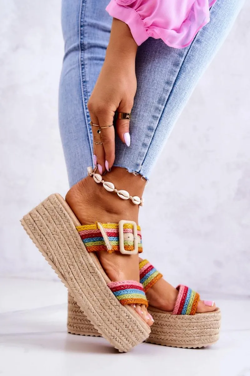 Klapki Na Platformie|Klapki Damskie Klasyczne>Boto Damskie Klapki Na Platformie Multikolor Lazare