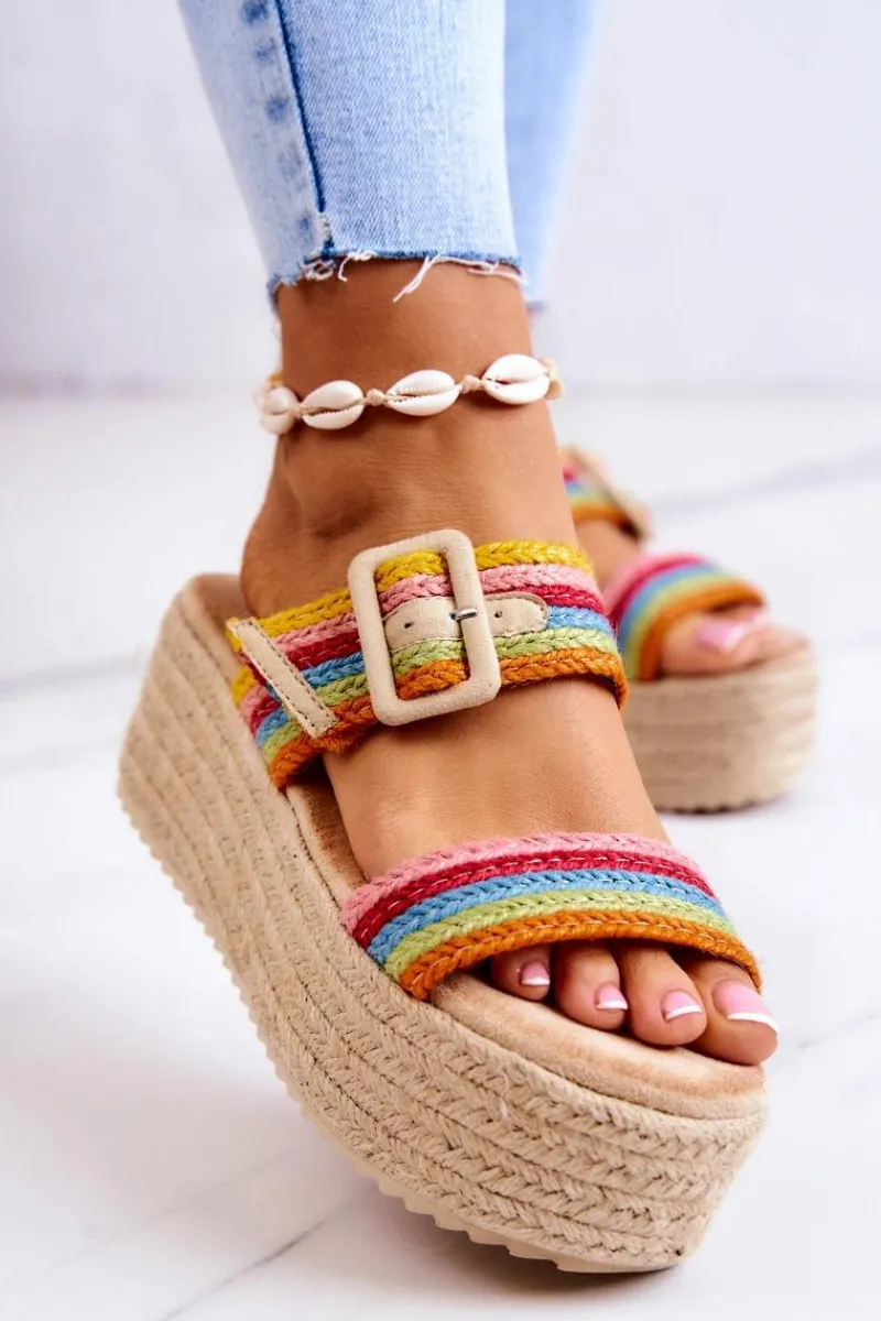 Klapki Na Platformie|Klapki Damskie Klasyczne>Boto Damskie Klapki Na Platformie Multikolor Lazare