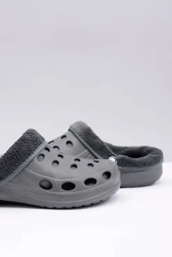 Klapki Damskie Klasyczne>Boto Damskie Klapki Ocieplane Szare Kroksy EVA
