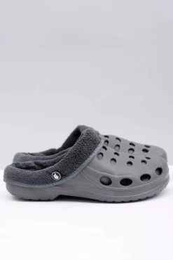 Klapki Damskie Klasyczne>Boto Damskie Klapki Ocieplane Szare Kroksy EVA