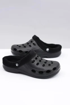 Klapki Damskie Klasyczne>Boto Damskie Klapki Ocieplane Czarne Kroksy EVA