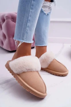 Hot Boto Damskie Klapki Papcie Beżowe Mirendy