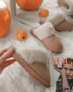 Hot Boto Damskie Klapki Papcie Beżowe Mirendy