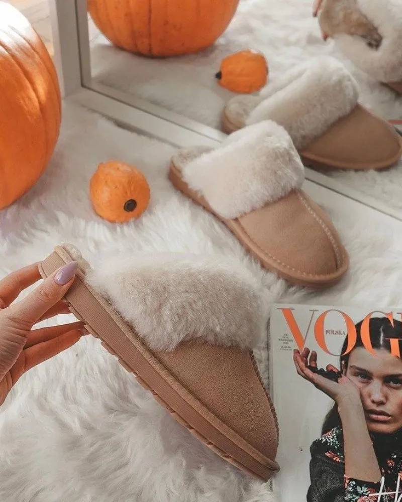 Hot Boto Damskie Klapki Papcie Beżowe Mirendy