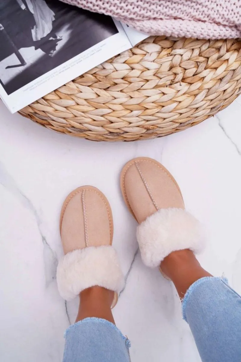 Hot Boto Damskie Klapki Papcie Beżowe Mirendy