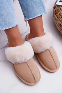 Hot Boto Damskie Klapki Papcie Beżowe Mirendy