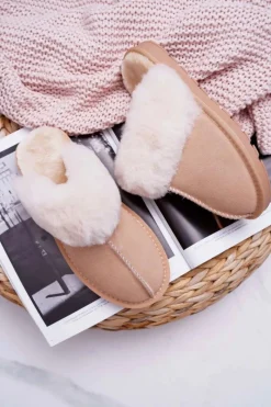 Hot Boto Damskie Klapki Papcie Beżowe Mirendy