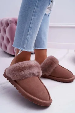 Kapcie Klasyczne>Boto Damskie Klapki Papcie Khaki Mirendy