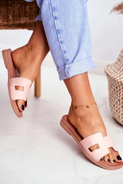 Clearance Damskie Klapki Różowe Geometryczne Klasyczne Theodora Damskie Klapki Damskie Klasyczne