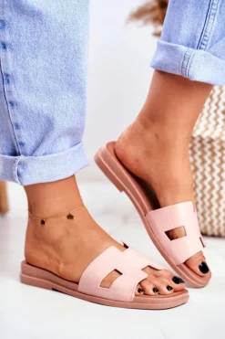 Clearance Damskie Klapki Różowe Geometryczne Klasyczne Theodora Damskie Klapki Damskie Klasyczne