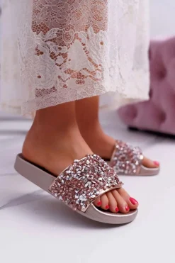 Klapki Damskie Klasyczne>Boto Damskie Klapki Różowe Złoto Glamour