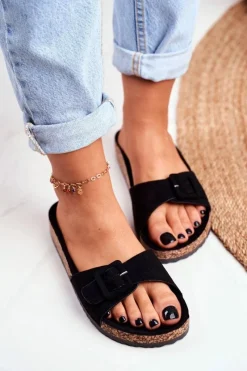 Sale Boto Damskie Klapki Sprzączka Regulacja Czarne Rosaline