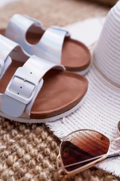 Discount Big Star Shoes Damskie Klapki Srebrne Big Star DD274134