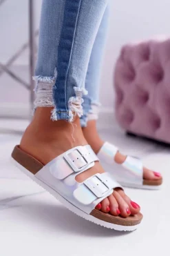 Discount Big Star Shoes Damskie Klapki Srebrne Big Star DD274134