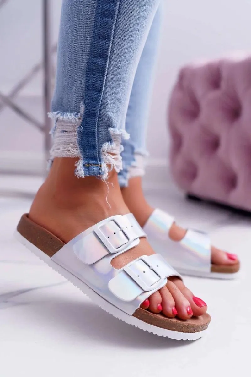 Discount Big Star Shoes Damskie Klapki Srebrne Big Star DD274134