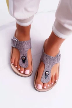 Outlet Damskie Klapki Szare Japonki Baisan Damskie Klapki Damskie Japonki