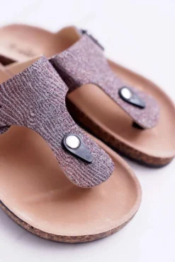 Outlet Damskie Klapki Szare Japonki Baisan Damskie Klapki Damskie Japonki