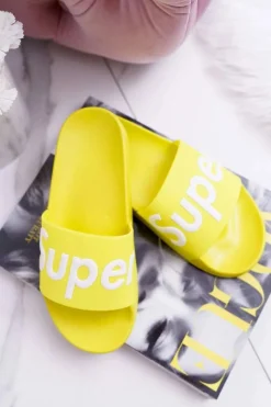 Discount Boto Damskie Klapki Żółte Super Losaria