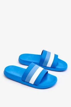 Online Boto Damskie Klapki W Paski Niebieskie Vision