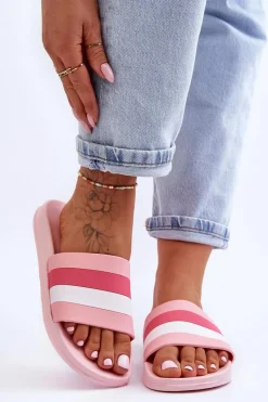 Klapki Sportowe|Klapki Basenowe>Boto Damskie Klapki W Paski Różowe Vision