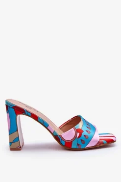 Klapki Na Obcasie|Klapki Damskie Klasyczne>Boto Damskie Klapki We Wzory Na Obcasie Niebieskie Adelise