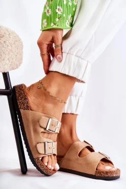 Klapki Damskie Klasyczne>Boto Damskie Klapki Wsuwane Beżowe Misandei