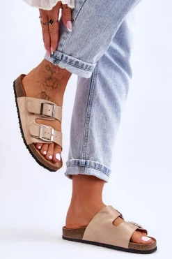 Outlet Damskie Klapki Wsuwane Beżowe Destino Damskie Klapki Korkowe|Klapki Damskie Klasyczne