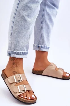 Outlet Damskie Klapki Wsuwane Beżowe Destino Damskie Klapki Korkowe|Klapki Damskie Klasyczne