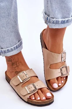 Outlet Damskie Klapki Wsuwane Beżowe Destino Damskie Klapki Korkowe|Klapki Damskie Klasyczne