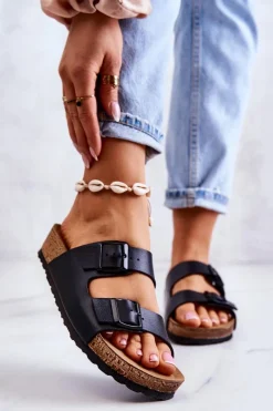 New Damskie Klapki Wsuwane NM000028 Czarne Damskie Klapki Damskie Klasyczne