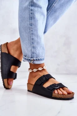 New Damskie Klapki Wsuwane NM000028 Czarne Damskie Klapki Damskie Klasyczne