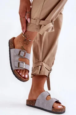 Klapki Korkowe|Klapki Damskie Klasyczne>Boto Damskie Klapki Wsuwane Na Korkowej Podeszwie Szare Cortina