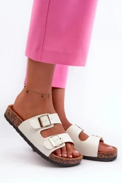 Klapki Korkowe|Klapki Damskie Klasyczne>Boto Damskie Klapki Wsuwane Na Korkowej Podeszwie Białe Cortina