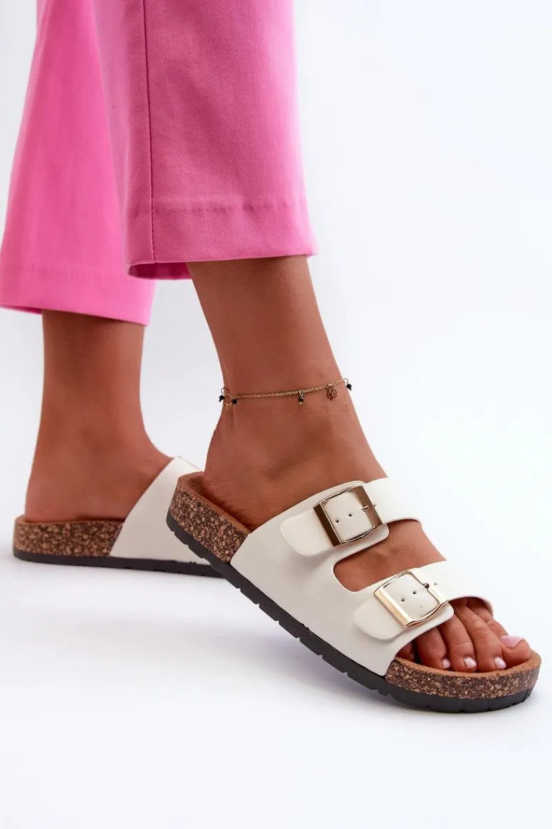 Klapki Korkowe|Klapki Damskie Klasyczne>Boto Damskie Klapki Wsuwane Na Korkowej Podeszwie Białe Cortina