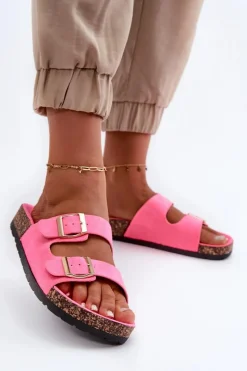 Online Damskie Klapki Wsuwane Na Korkowej Podeszwie Neonowy Róż Cortina Damskie Klapki Korkowe|Klapki Damskie Klasyczne