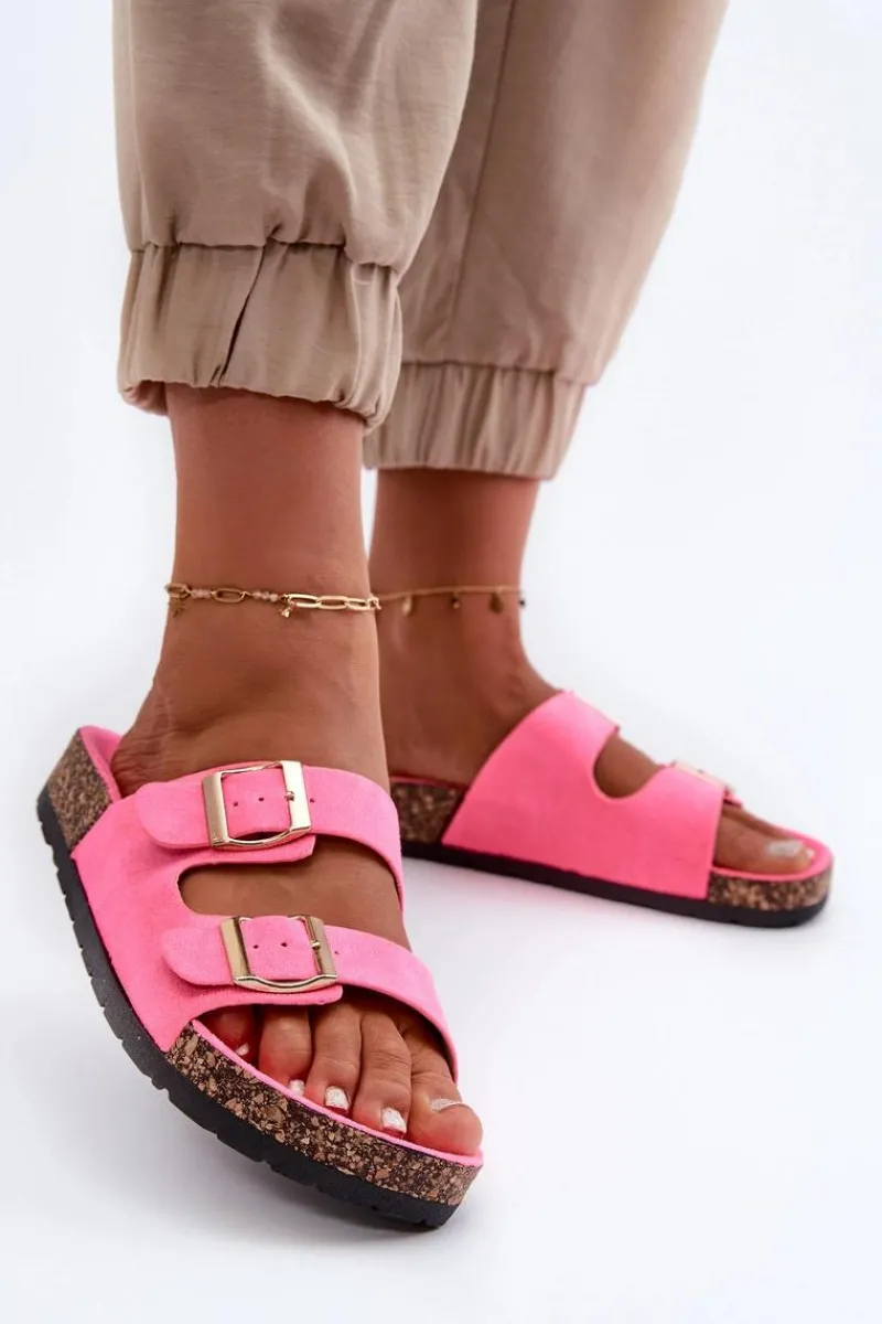 Online Damskie Klapki Wsuwane Na Korkowej Podeszwie Neonowy Róż Cortina Damskie Klapki Korkowe|Klapki Damskie Klasyczne