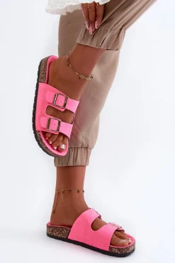 Online Damskie Klapki Wsuwane Na Korkowej Podeszwie Neonowy Róż Cortina Damskie Klapki Korkowe|Klapki Damskie Klasyczne