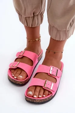 Online Damskie Klapki Wsuwane Na Korkowej Podeszwie Neonowy Róż Cortina Damskie Klapki Korkowe|Klapki Damskie Klasyczne