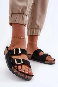 Klapki Korkowe|Klapki Damskie Klasyczne>Boto Damskie Klapki Wsuwane Na Korkowej Podeszwie Czarne Cortina