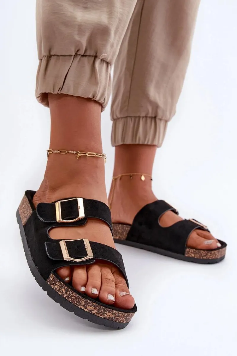 Klapki Korkowe|Klapki Damskie Klasyczne>Boto Damskie Klapki Wsuwane Na Korkowej Podeszwie Czarne Cortina