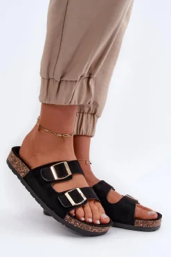 Klapki Korkowe|Klapki Damskie Klasyczne>Boto Damskie Klapki Wsuwane Na Korkowej Podeszwie Czarne Cortina