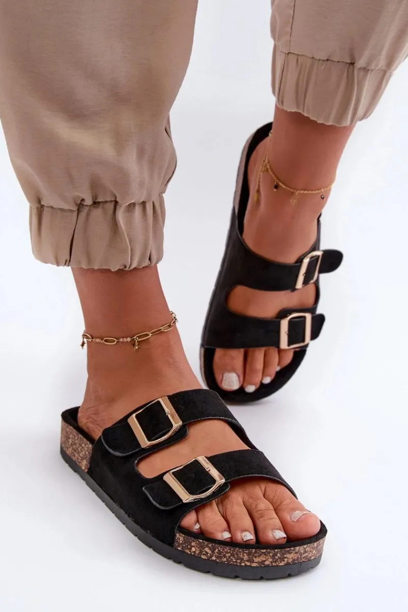 Klapki Korkowe|Klapki Damskie Klasyczne>Boto Damskie Klapki Wsuwane Na Korkowej Podeszwie Czarne Cortina