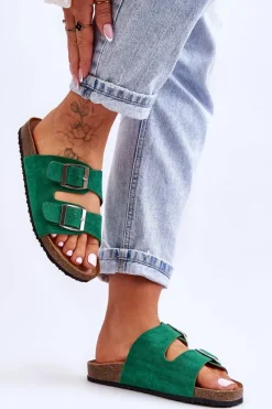 Klapki Korkowe|Klapki Damskie Klasyczne>Boto Damskie Klapki Wsuwane Zielone Destino