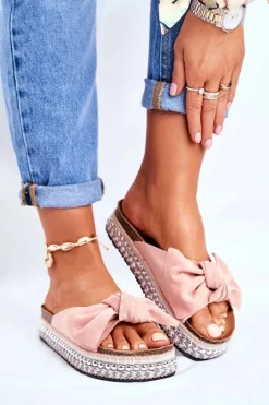 Discount Boto Damskie Klapki Wysokie Różowe Mortigo