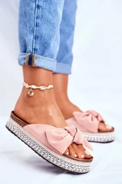 Discount Boto Damskie Klapki Wysokie Różowe Mortigo