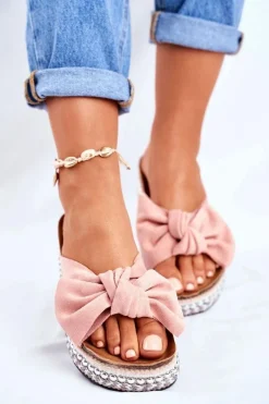 Discount Boto Damskie Klapki Wysokie Różowe Mortigo