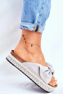 Hot Damskie Klapki Wysokie Szare Mortigo Damskie Klapki Damskie Klasyczne